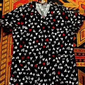 Cute heart pattern/ valentines scrub top
